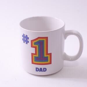 Number One Dad, Rainbow, 1970s, Patel Coffee Cup, Tea Cup, Graphic, Kitchen, Col
